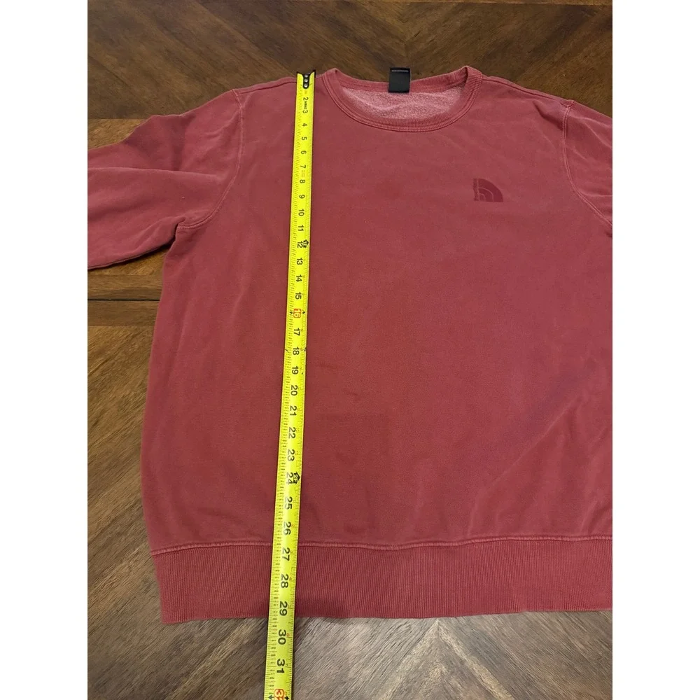 The North Face Mens XL Red Crewneck Sweatshirt Fleece Pullover Logo Faded Clay